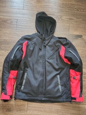 Speed And Strength Armored Motorcycle Men's Black & Red Hooded Softshell Jacket